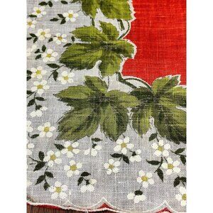 Vintage Irish Linen Christmas Handkerchief Holiday Retro Granny Cottagecore 50s